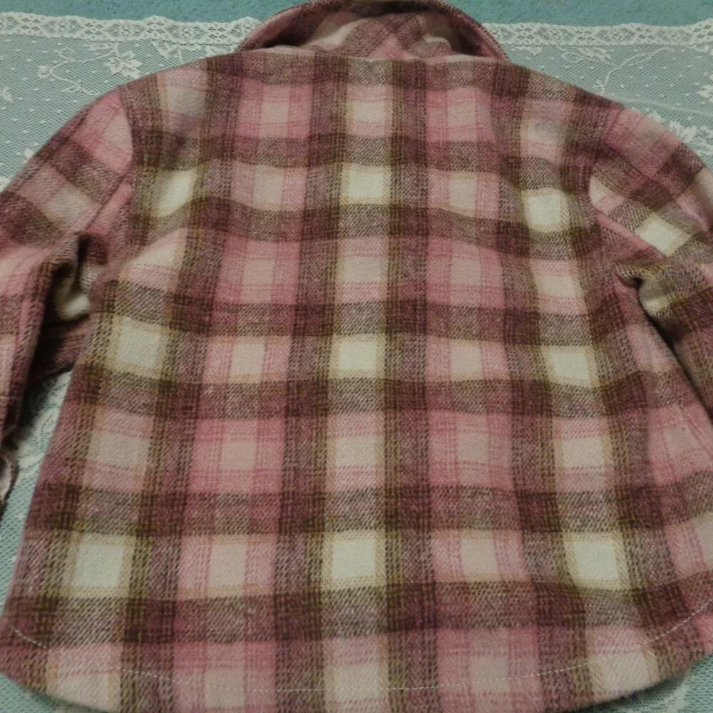 RETRO BABY GIRL PINK & CREAM PLAID COAT 3 T BY OLD NAVY